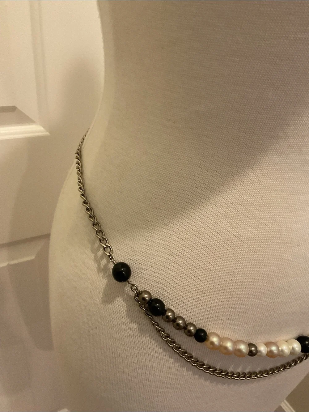 Chanel Beaded Marble Flower Belt Necklace Vintage